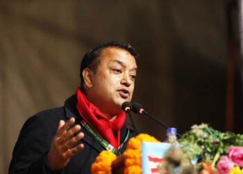 NC General Secretary Thapa presents organizational report in Mahasamiti meeting