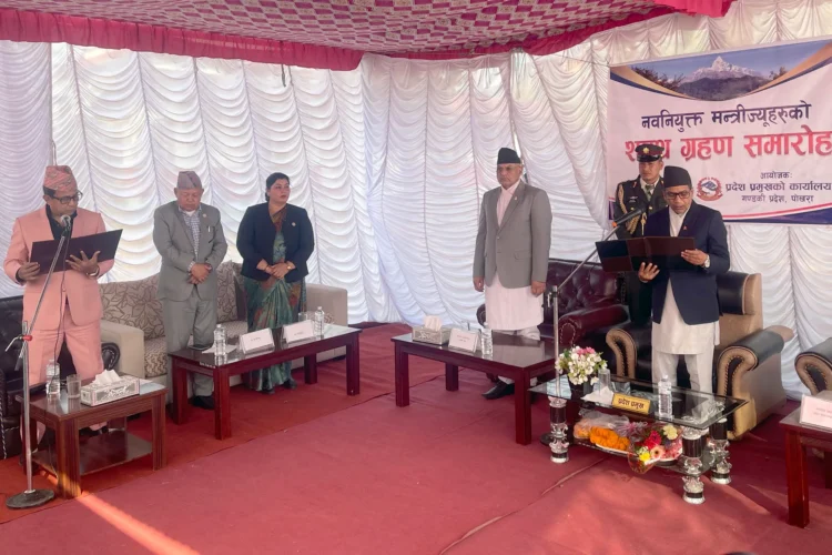 Newly appointed Minister Deepak Manange sworn in