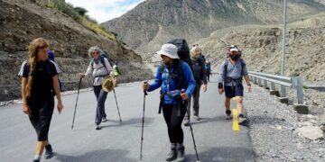 Tourists on trekking