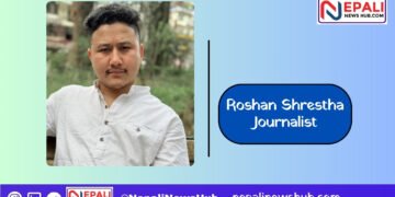 Roshan Shrestha, a Nepali journalist and founder of Khoj Samachar, in 2025.