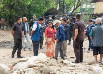 KMC’s Acting Mayor Sunita Dangol inspects squatters vacated settlement