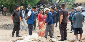 KMC’s Acting Mayor Sunita Dangol inspects squatters vacated settlement